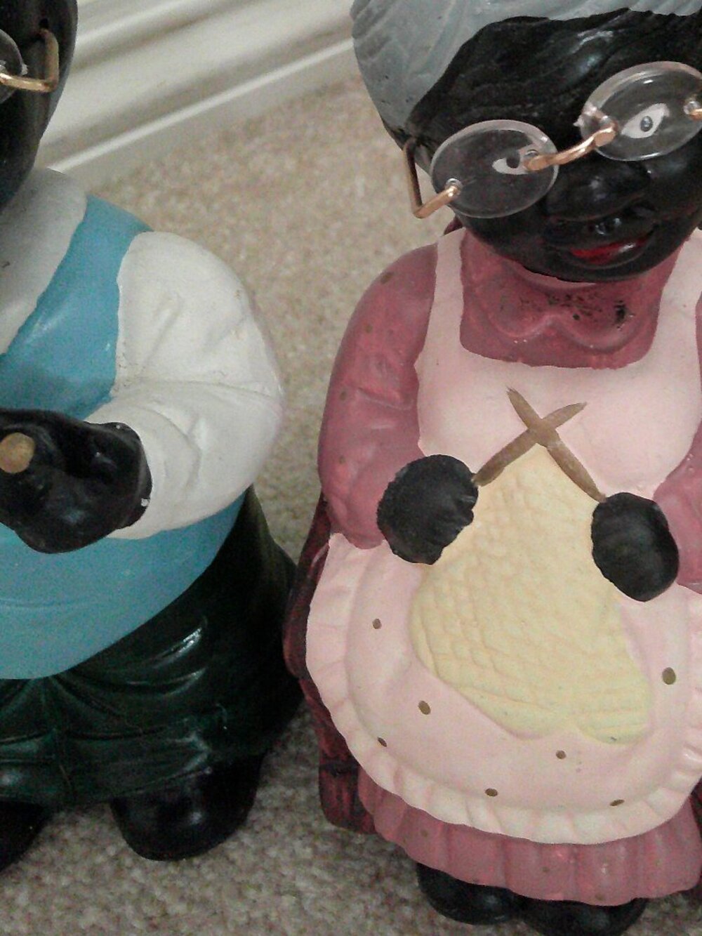 Grandma & Grandpa Handmade bobble heads w/glasses, one is a bank! - Picture 3 of 10